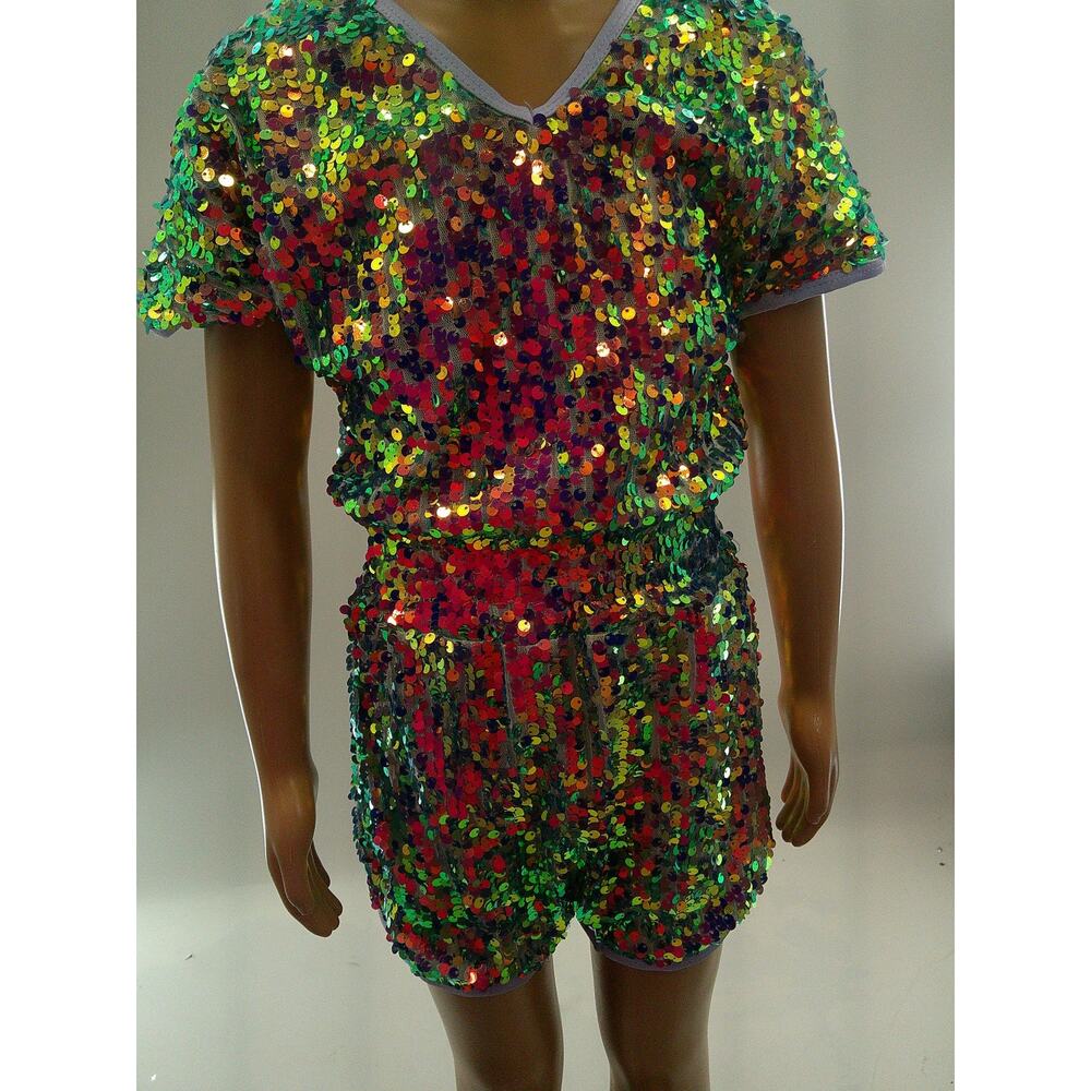 Dance Costume Intermediate Child Purple Sparkle Jazz Tap Musical Romper Sequin